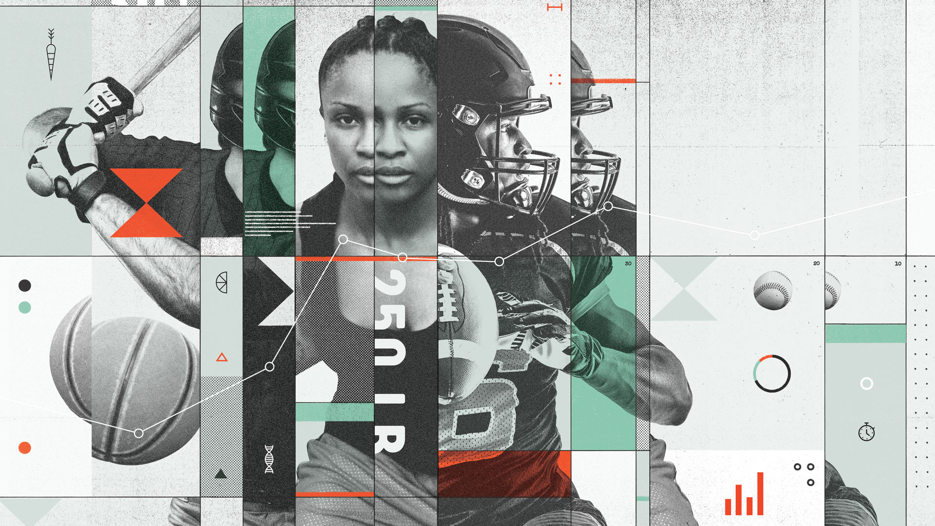 Graphic of female and male athletes