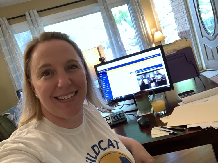 Amber Perrell and her work-from-home setup.
