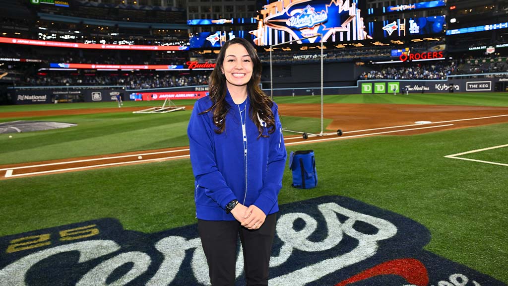 Kristen Loiacono in Toronto with the Dodgers for the 2025 World Series.